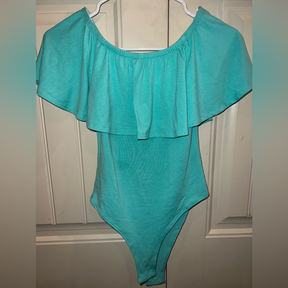 Teal off the shoulder bodysuit